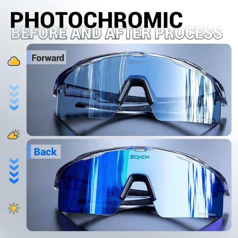 SCVCN Fashion Sunglasses for Men Photochromic Cycling Glasses Blue Cycl Mountain Bicycle Goggles Eyewear Sports Hiking UV400