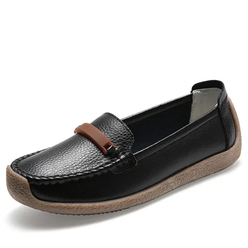 Fashion Women Moccasins Genuine Leather Shoes for Woman Slip On Loaders Ladies Casual Solid Flats Female Leisure Spring Footwear Mujer