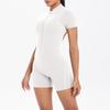European-American Solid Color Zipper Back Yoga Jumpsuit - Breathable and Tight-Fitting