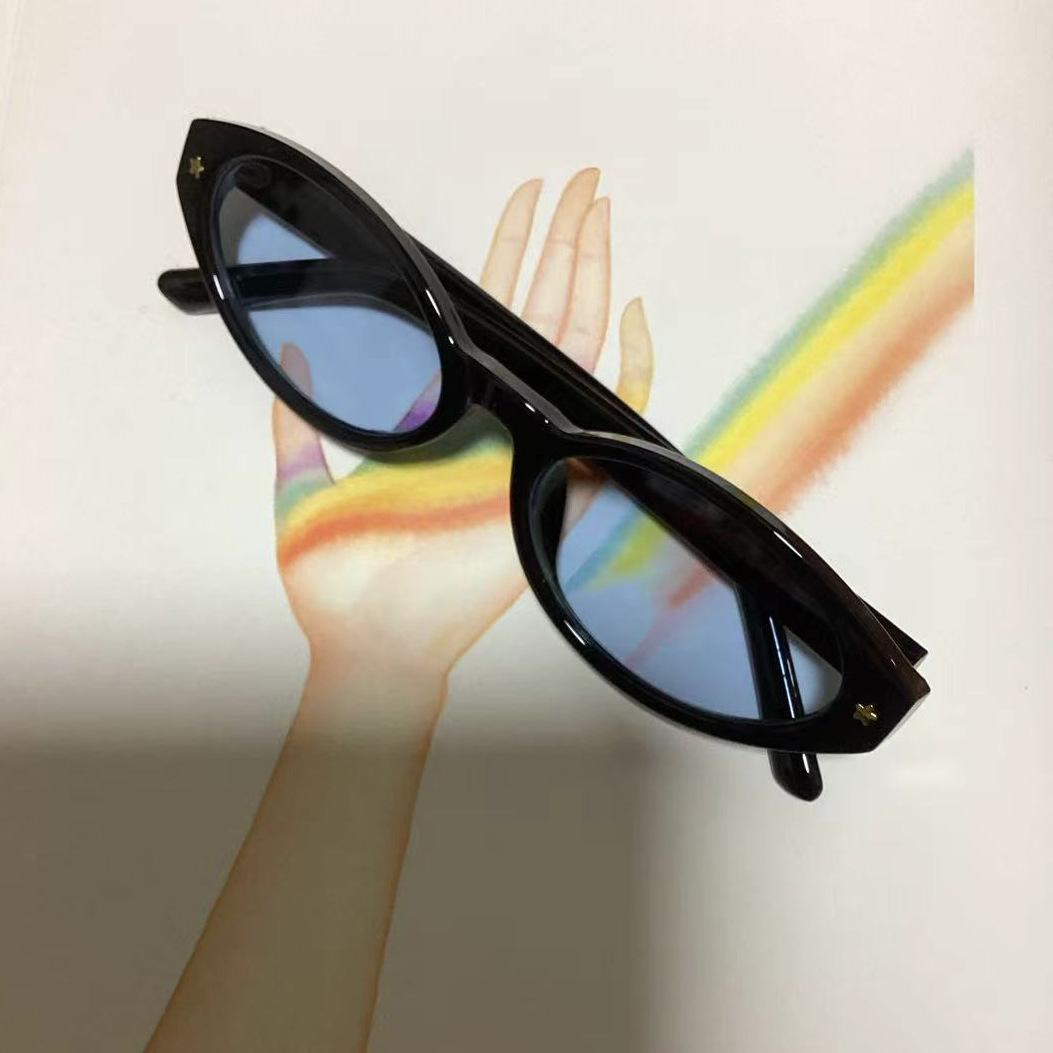 

Rivets Decoration For Men Sun Glasses Korean Style Oval Shaped Shape Sun Glasses for Woman High Quality Sunglass For Women