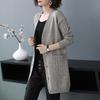 Women's Solid Color Knit Cardigan - V-Neck Mid-Length, Loose Fit Sweater for Spring & Autumn