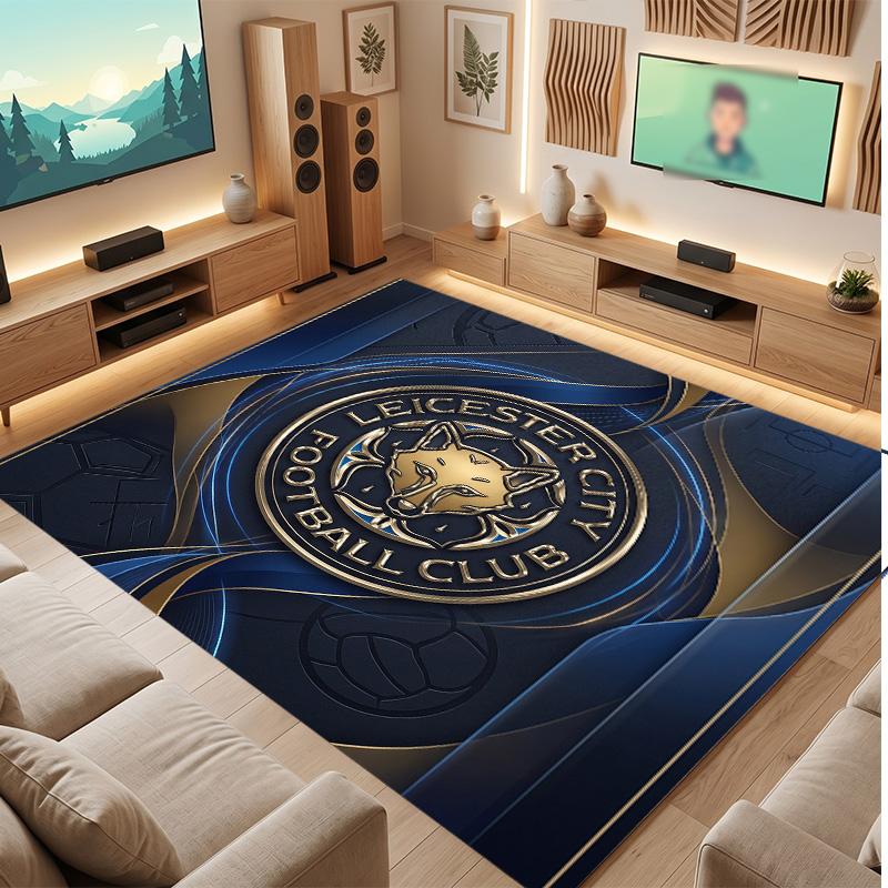 Tappeto in Velluto di Cristallo con Stampa del Leicester City Football, Comodo Assorbente d'Acqua Antiscivolo Tappeto per Pavimenti Interni
