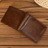 RFID Genuine Leather Men's Bifold Wallet Vintage Cowhide Short Purse with Interior Zipper Pocket