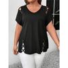 Solid Color Short Sleeve Cross Strap Detail Fashion Elegant Plus Size Women's Tops T-Shirt