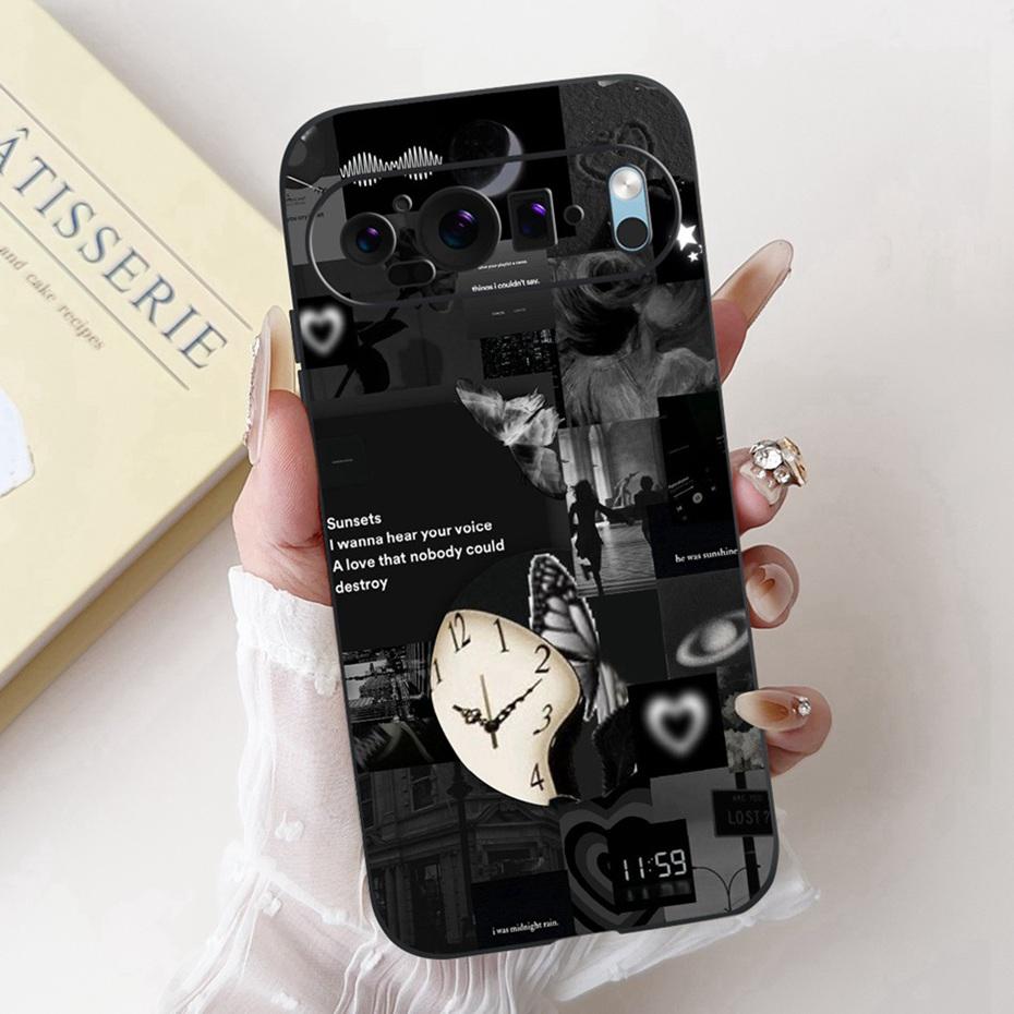 Beautiful Floral Painting Phone Case For Google Pixel 9 Pro 9A Black Silicone Soft Cover For Google Pixel9 9A 9Pro Cases Bumpers