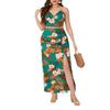 Women's Plus Size Camisole Top Printed Hem Split Sexy Halter Suit