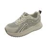 2025 Summer New Versatile and Thin Round Head Lace-up Sports Shoes Ins Trendy Thick-soled Casual Leather Dad Shoes Women