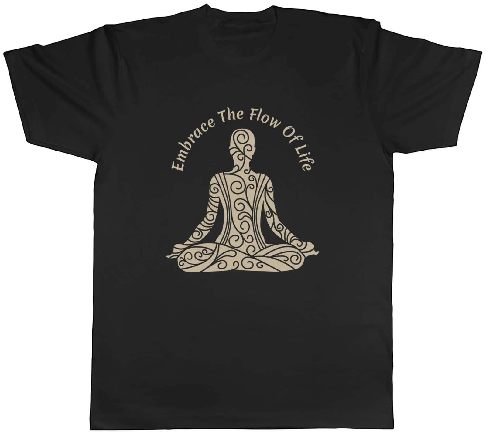 Embrace the Flow of Life Mens T-Shirt Yoga Meditation Spiritual Tee Gift L