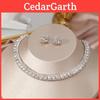 Geometric Diamond Necklace And Earring Set For Women With Water Drill Sparkle For Elegant Wear