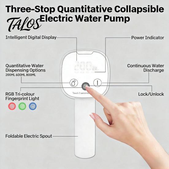 Automatischer Wasserflaschenspender Elektrische Pumpe mit Kindersicherung, USB-wiederaufladbar, Schreibtisch für das Befüllen von 5-Gallonen-Behältern, Tragbarer faltbarer Ausgießer