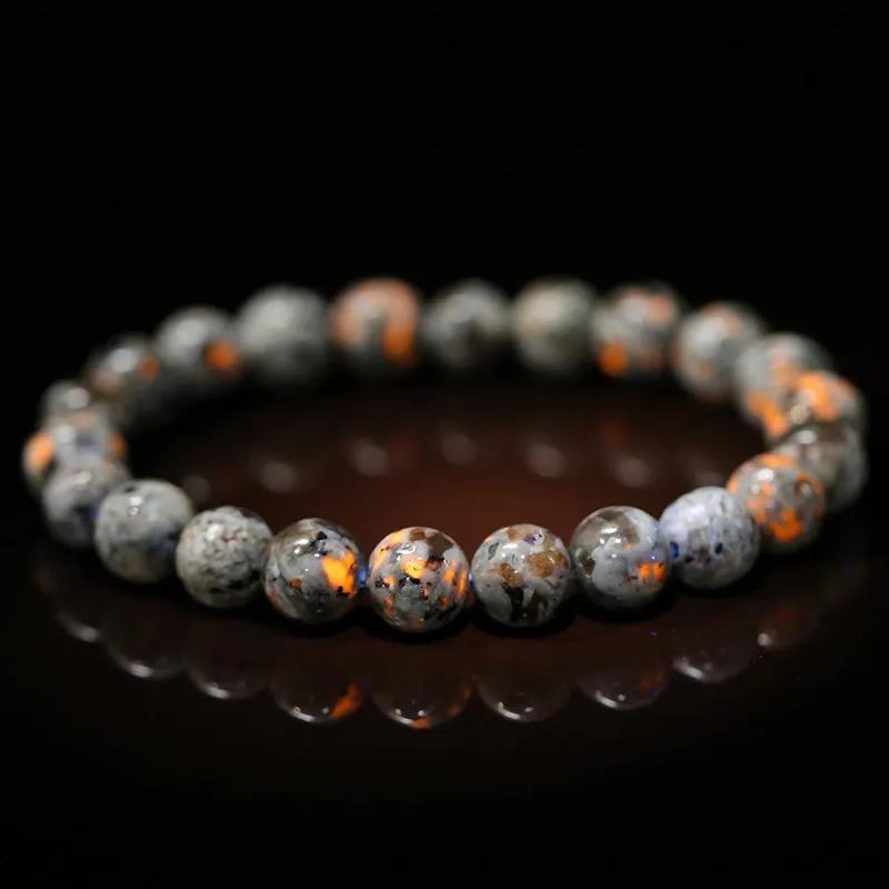 Natural Flame Stone Beaded Bracelet Men Women Powerful Chakra Yooperlite Fire Stone Energy Meditation Fengshui Bangle Jewelry