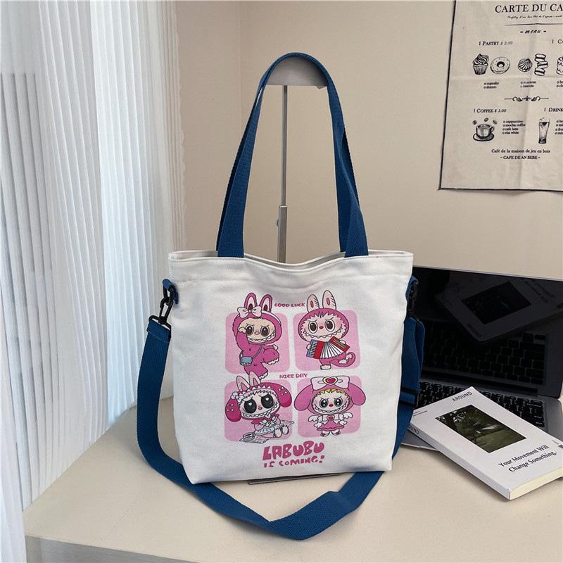 Large Capacity Cartoon Canvas Shoulder Tote for Women