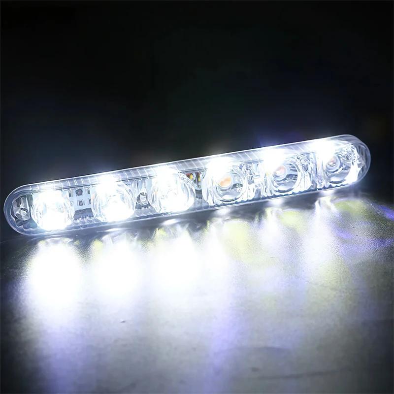 1/2/3PCS  Car 6 LED Daytime Running Lights Waterproof Car Modification Universal Running Lights Fog Lights Car Accessories