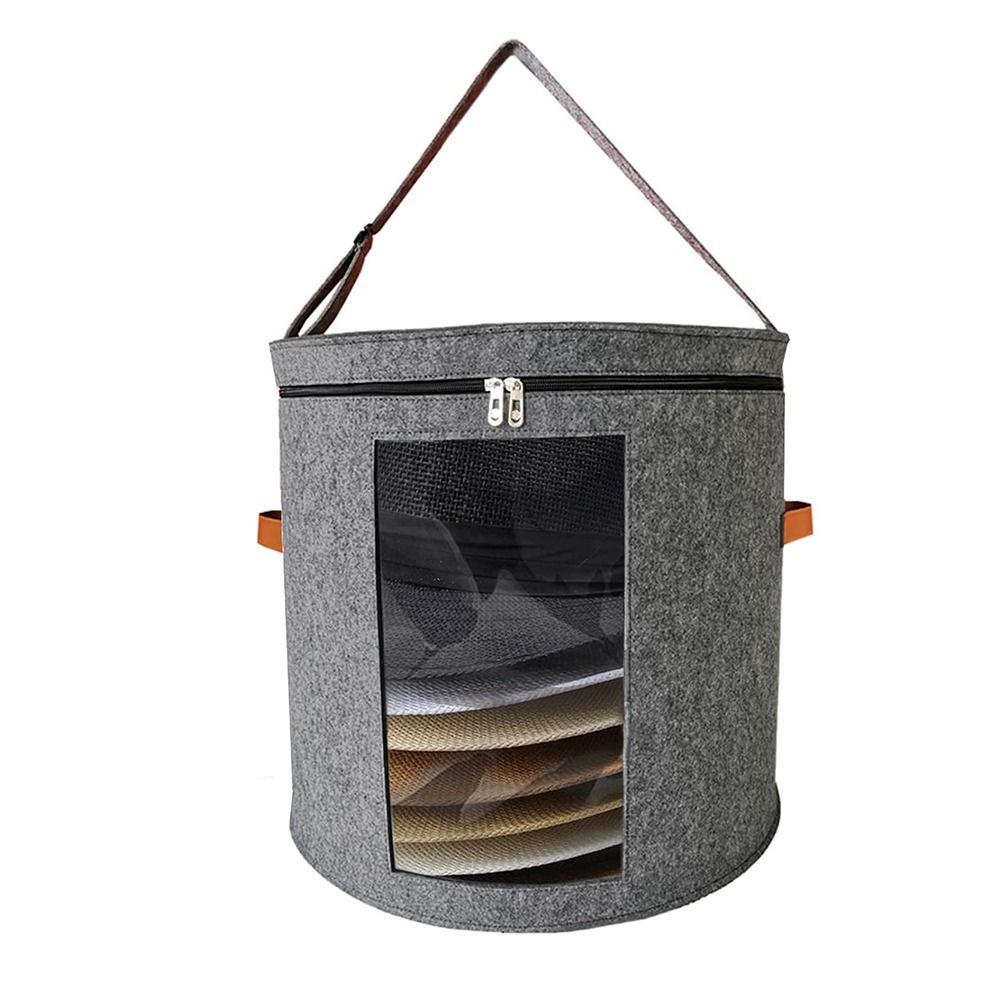 Window Hat Storage Box Zippered Lid Cowboy Hat Container Round Clothes Storage Bin  Travel