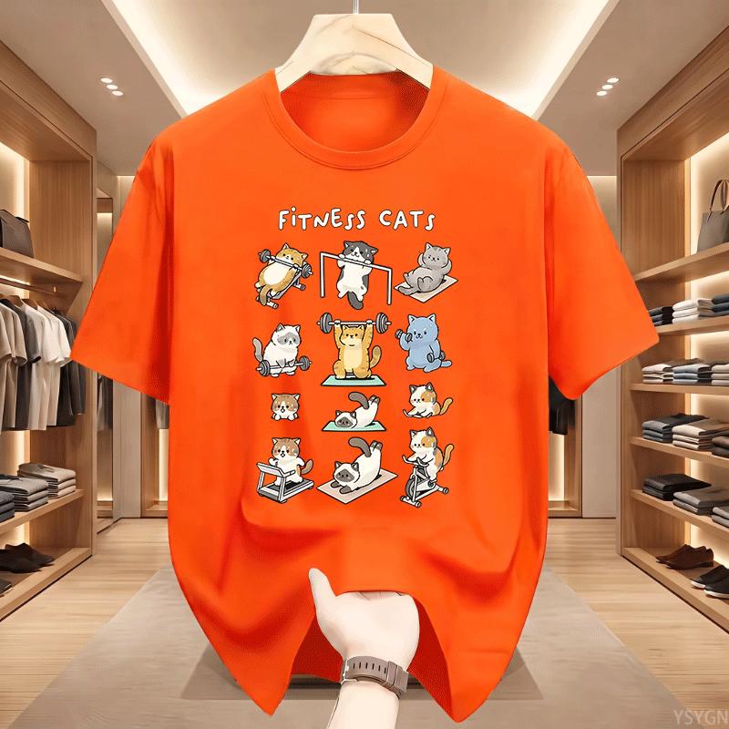 Funny Cat Tshirt Unisex Unisex Fitness Cats Gym Workout T Shirt Husband Gift For Him Round Neck Printed Streetwear Clothes Tops