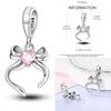 Charms Plata De Ley 925 copper Original Devil's Eye Perfume Bottle Bow Silicone Spacer Beads Women Bracelet DIY Zircon Pendants