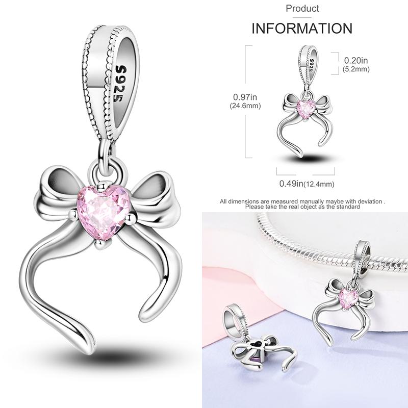 Charms Plata De Ley 925 copper Original Devil's Eye Perfume Bottle Bow Silicone Spacer Beads Women Bracelet DIY Zircon Pendants