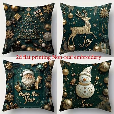1pc/4pcs Festive Christmas Pillowcases: Santa,Snowman, Deer & Joy Designs!Sofa Room Decoration New Year Holiday Home Decoration