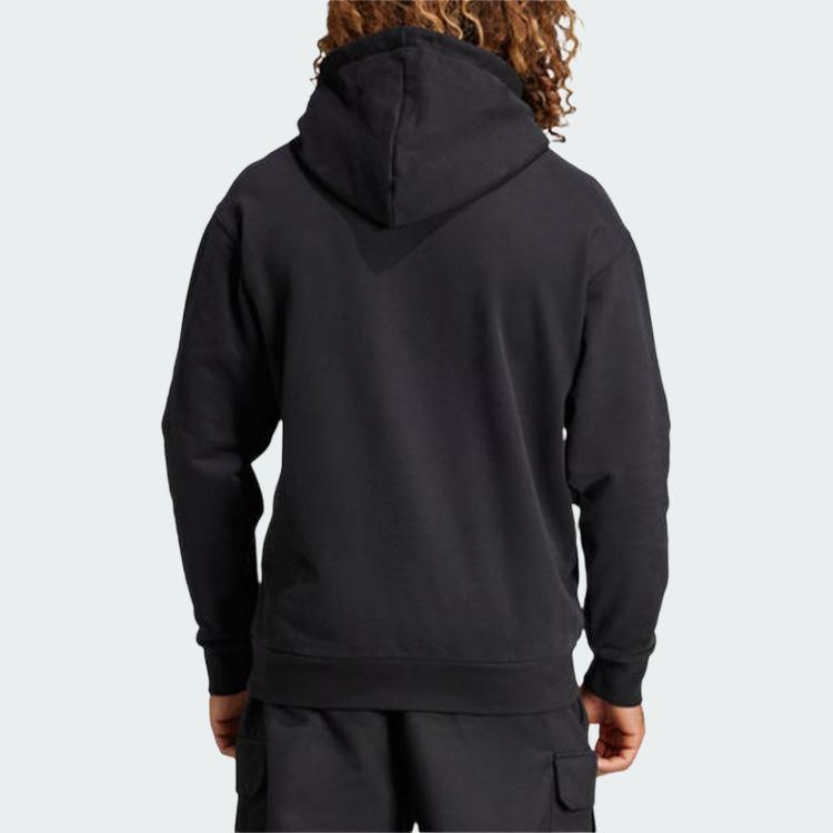Adidas Simple Letter Pattern Hooded Long Sleeve Sweatshirt Men sweatshirt Black IZ0368