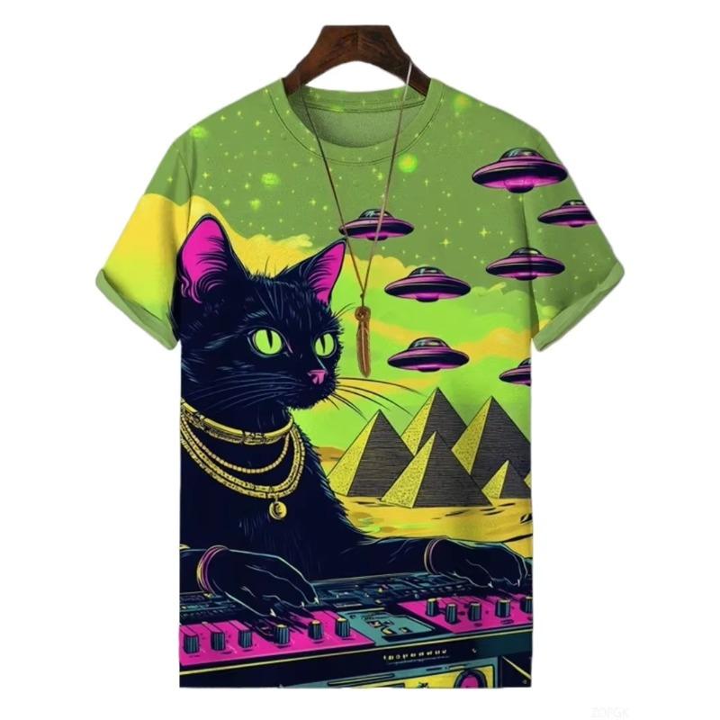 T-shirt da uomo estiva girocollo con stampa 3D