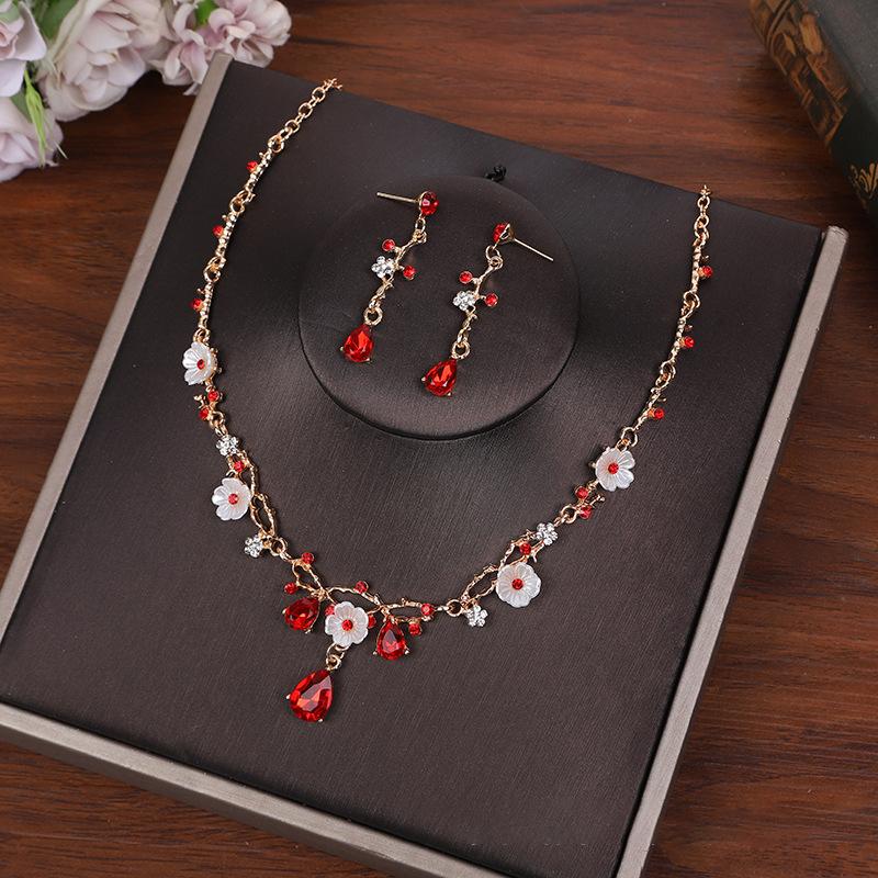 

Креативный Цветочный Костюм Бижутерия Чокер Ожерелье Серьги Набор Для Женщин Тиары Корона Свадебная Бижутерия