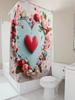3D Heart and Flowers Shower Curtain | Romantic and Elegant Bathroom Decor