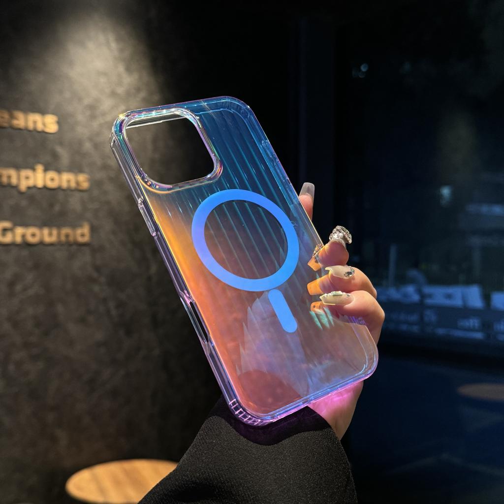 Laser Gradient Magnetic Wireless Charge Case For For Iphone 16E 16 1 14 13 12 11 Pro Max Plus For  Transparent Acrylic Cover