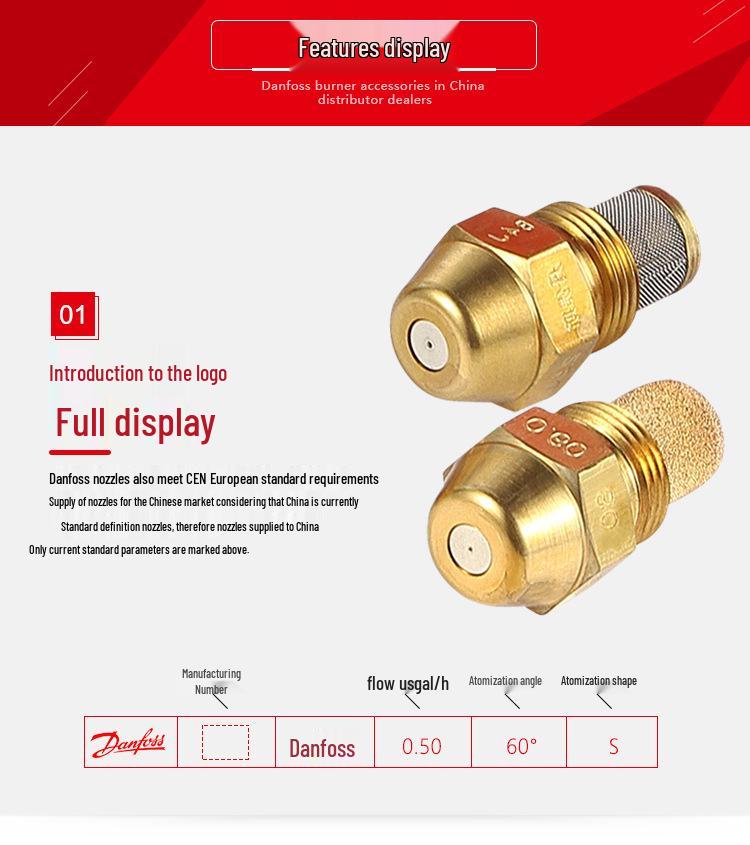 Danfoss Brass Atomizing Nozzle for Methanol, Diesel, and Vegetable Oil Burners