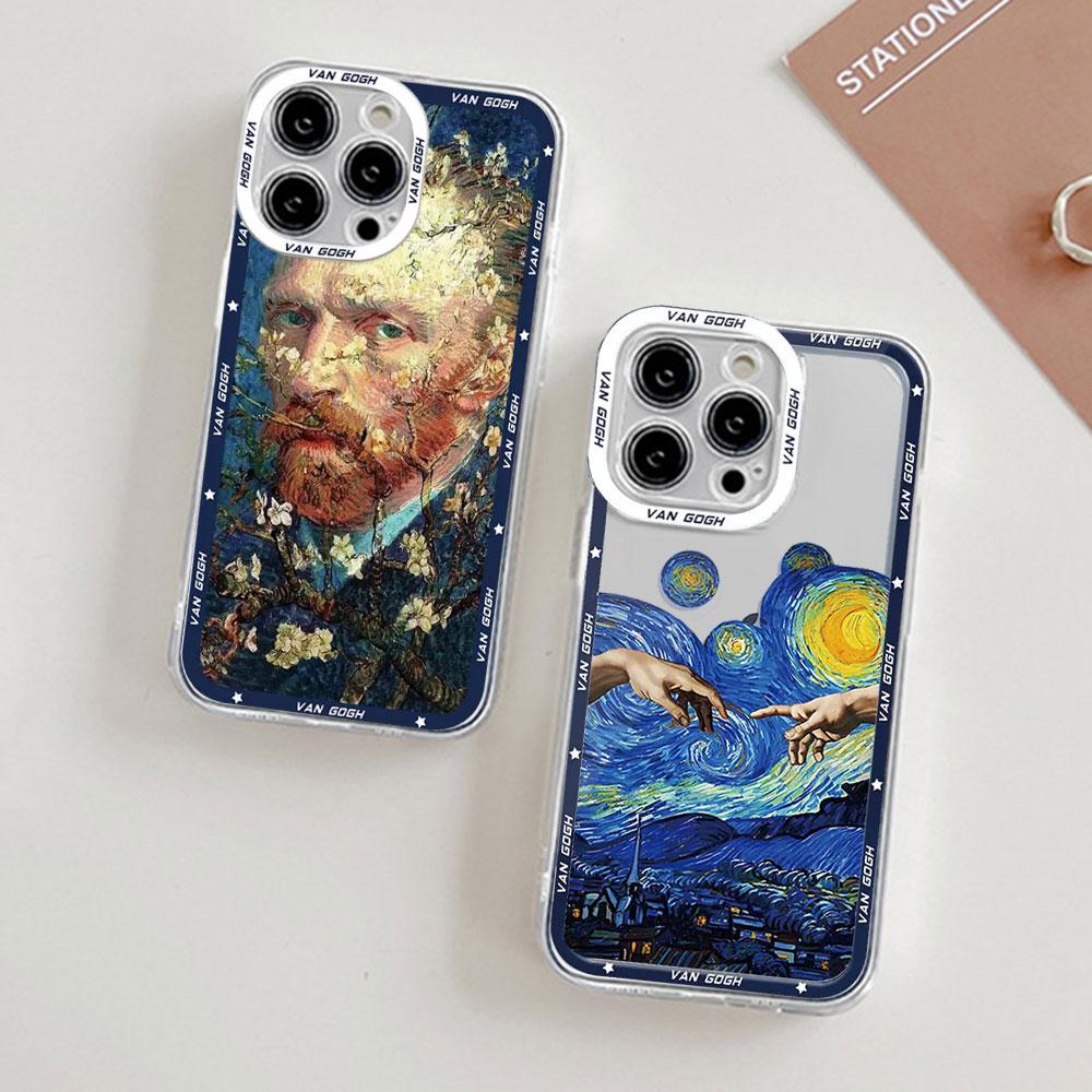 Retro Van Gogh Oil Painting Phone Case for IPhone 15 7 8 Plus SE2 11 13 12 14 Pro MAX XR XS X SE2 Vintage Art Cover Clear Fundas