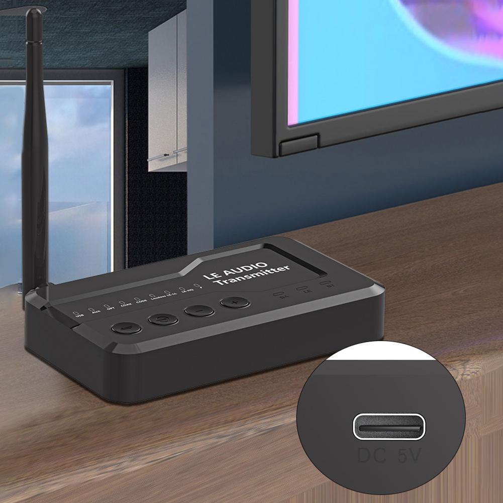 LE Wireless Audio Music Transmitter Adapter USB/AUX/Opt/Coax Bluetooth-Compatible 5.3 Wireless LE Audio Adapter for TV Headphons