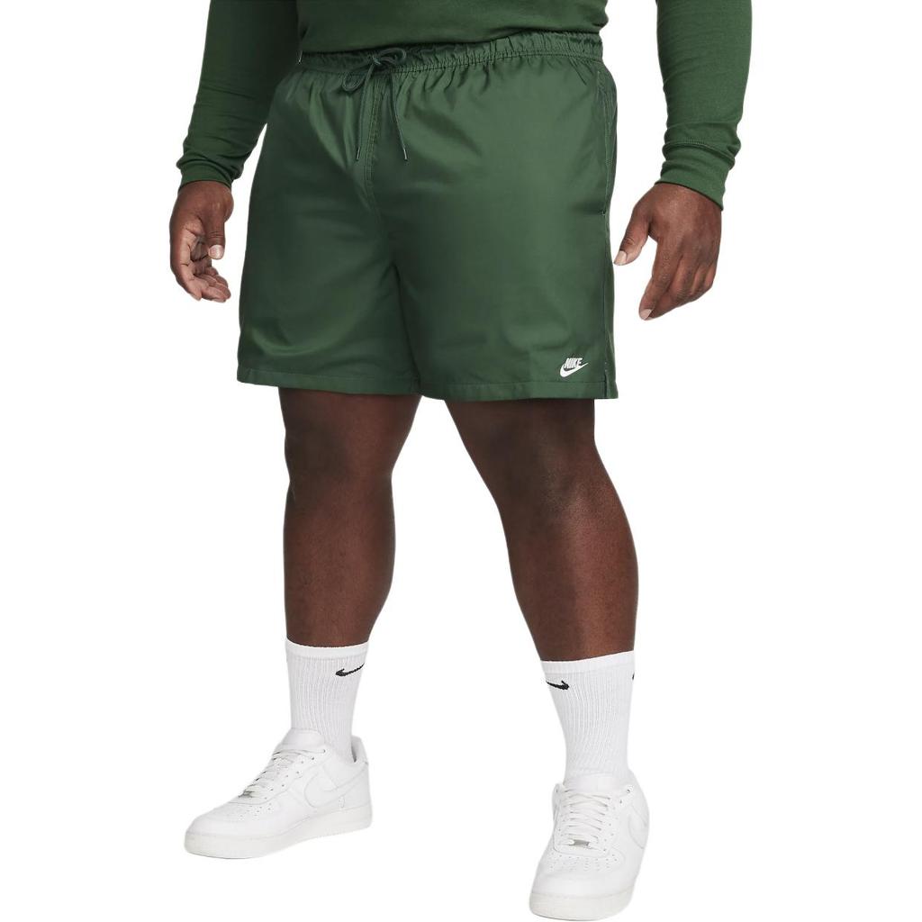Nike Club Logo Embroidered Drawstring Straight-Leg Sports Shorts Men Bottoms Green FN3307-323