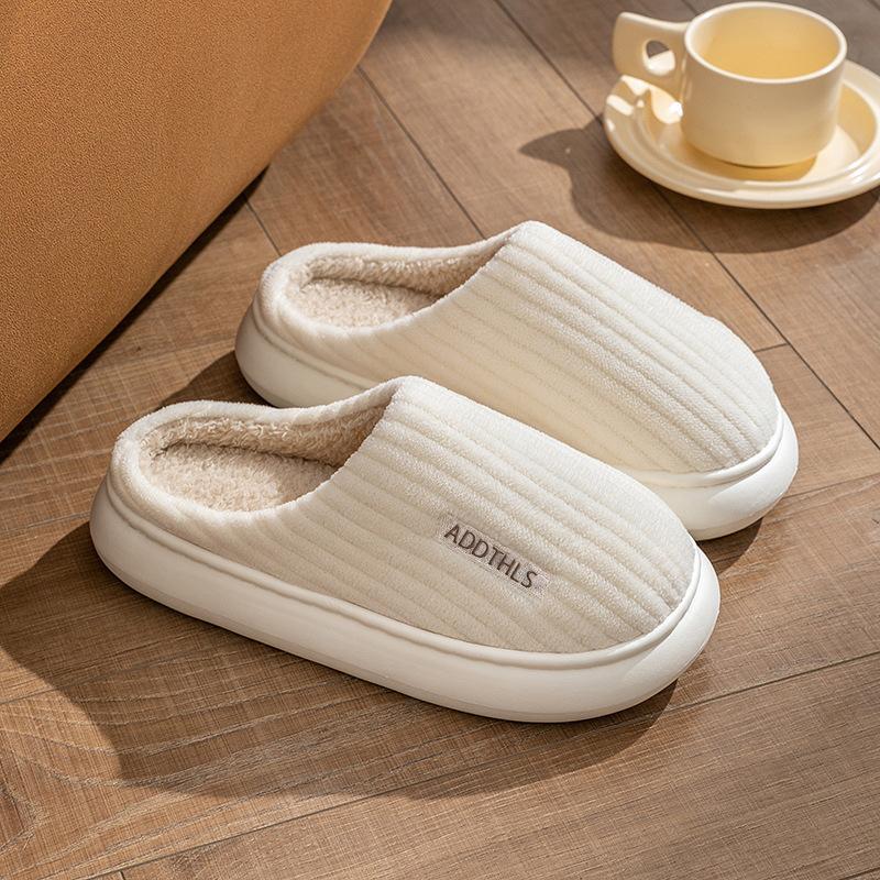 Cotton slippers women's velvet thickened winter thick bottom new non-slip bag and confinement home indoor household wool slippers men