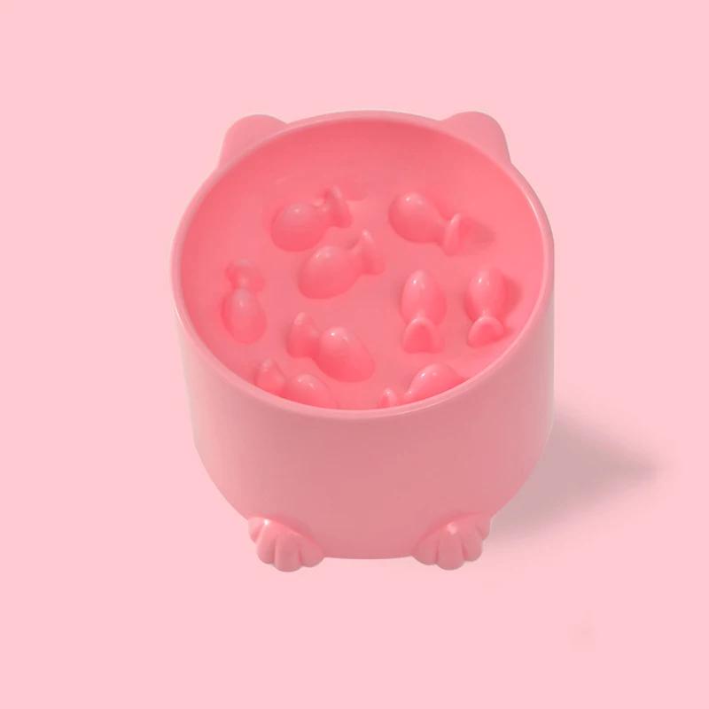 

Anti-Choking Pet Slow Feeder Bowl for Cats and Dogs Neck Protection High Foot Raised Cat Food Water Bowl рожевий