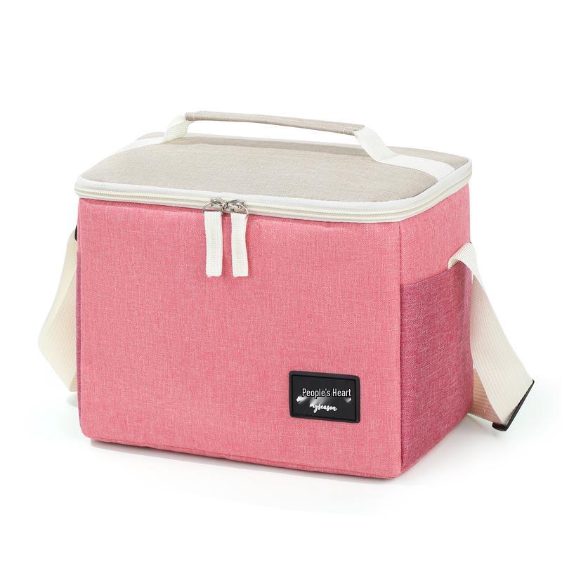 Color Block Insulated Shoulder Bag for Outdoor Camping - Thick Ice Pack & Lunch Box Preservation Bag