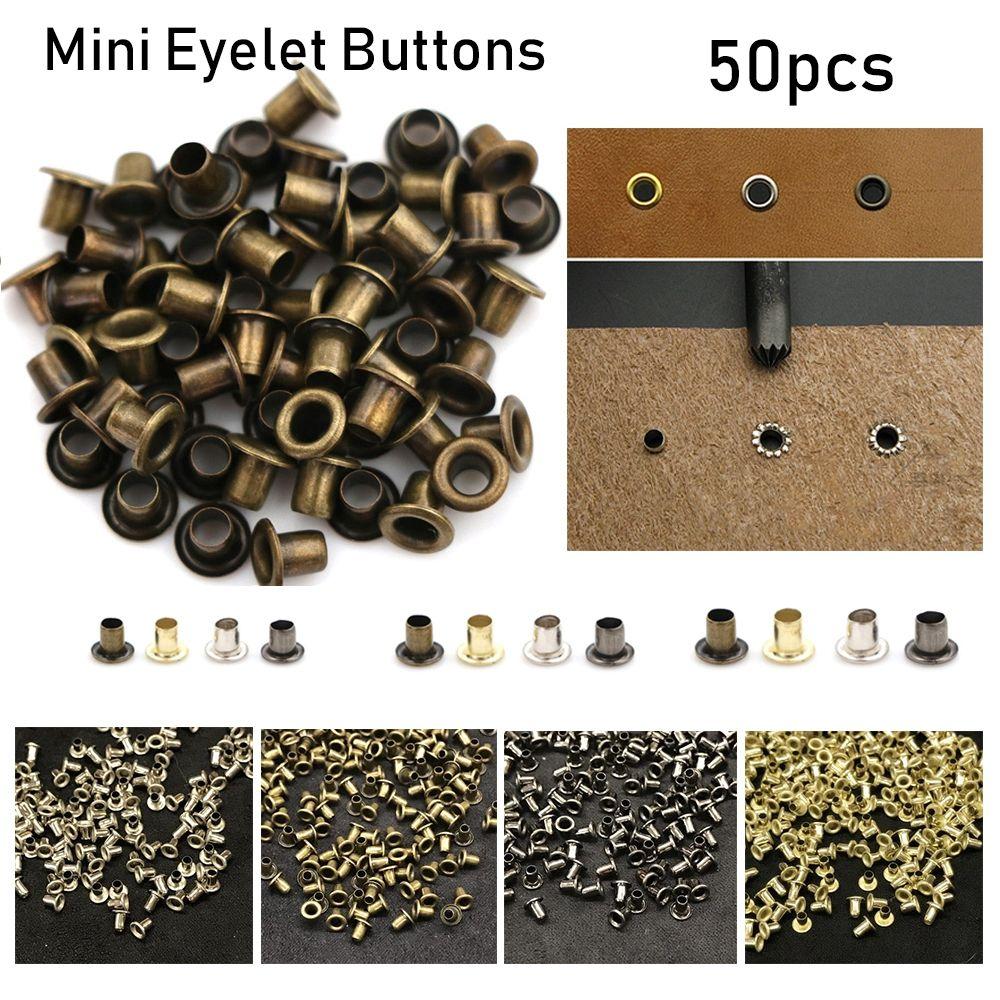 50pcs Hot Shoes Clothes Mini Ultra-small  Bags Accessories Diy Dolls Buckles Metal Eyelet Buttons Belt Buckle