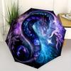 Yin Yang Dragon Circular Art Print: Cosmic Serpent DesignUmbrella, Portable 3-Fold Compact Umbrella for Men & Women Gift