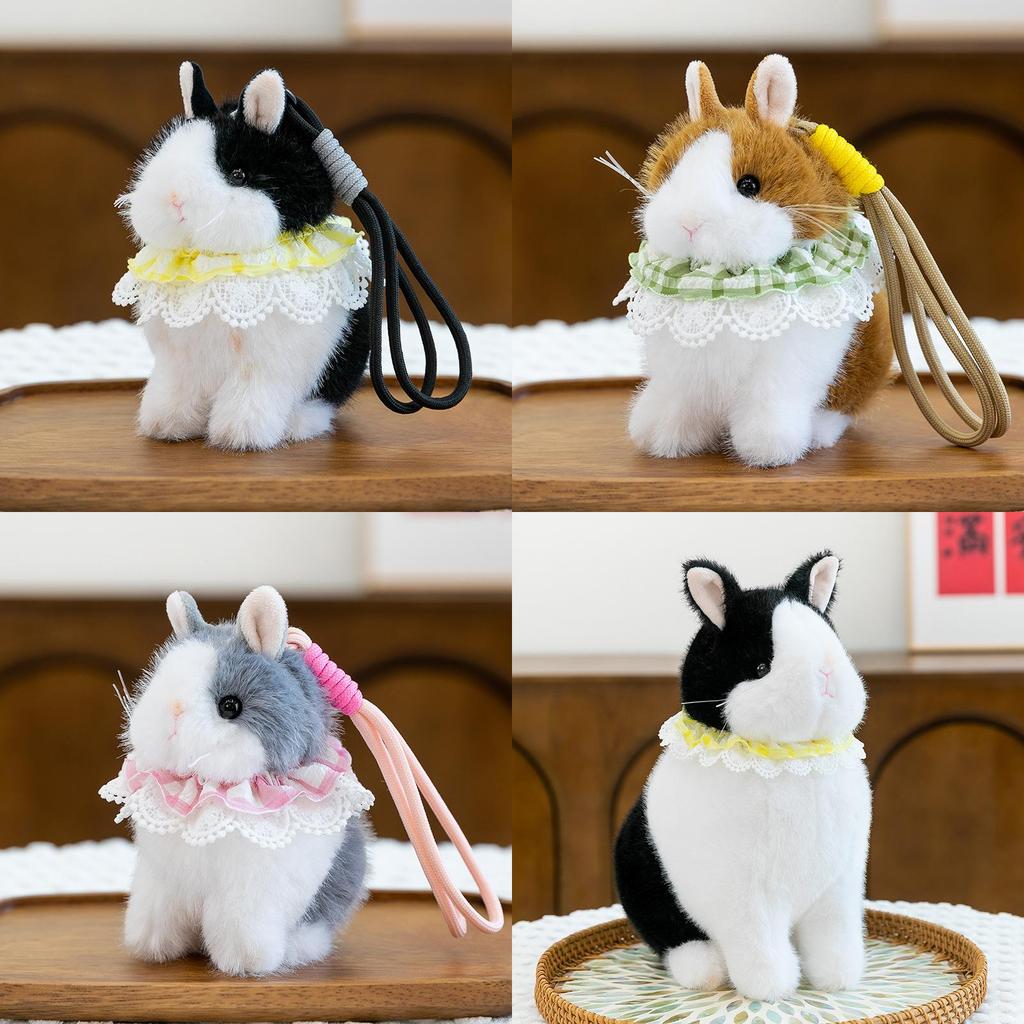 Rabbit Plush Cuter Ornament With Lace Scarf Decoration For Home Gift Office