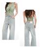 Women's Light Blue Retro Washed Denim Jeans, 2026 Spring/Summer, Loose Wide-Leg, Slimming Straight Pants