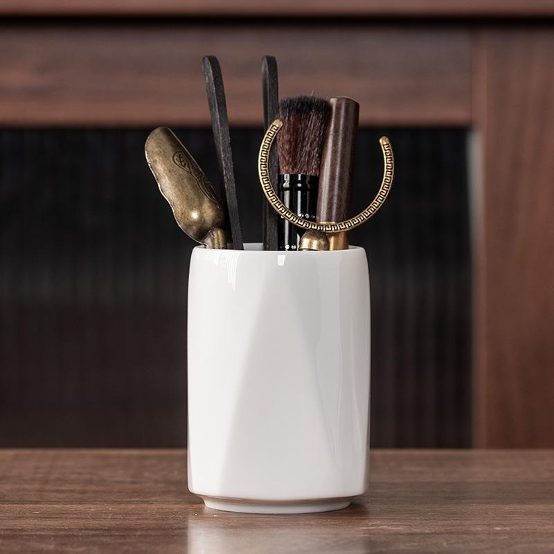 Suet Jade Porcelain Tea Ceremony Six Gentlemen Accessories Tea Needle Teaspoon Tea Clip Pen Holder Tea Brush High-grade Chinese Pen Holder