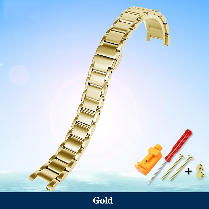 

Ремешок для часов из нержавеющей стали для часов MK с тремя стрелками MK6985/6986 MK2425/2433 ремешок с выступом металлическая цепочка для часов 16x8мм 18x10мм 20x12мм 20mm-12mm золотой