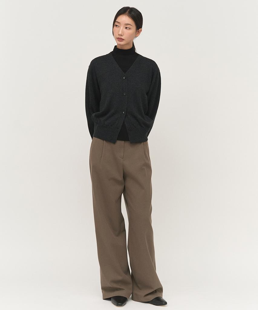 Rough Side White Label Cropped Knit Cardigan Ash Black