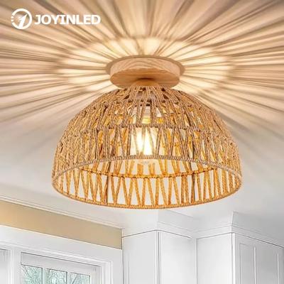 JOYINLED Hanfseil Deckenleuchte Chinesischer Stil Kronleuchter Rattan Lampenschirm Handgewebte Leuchte für Zuhause Hotel Wohnzimmer Restaurant