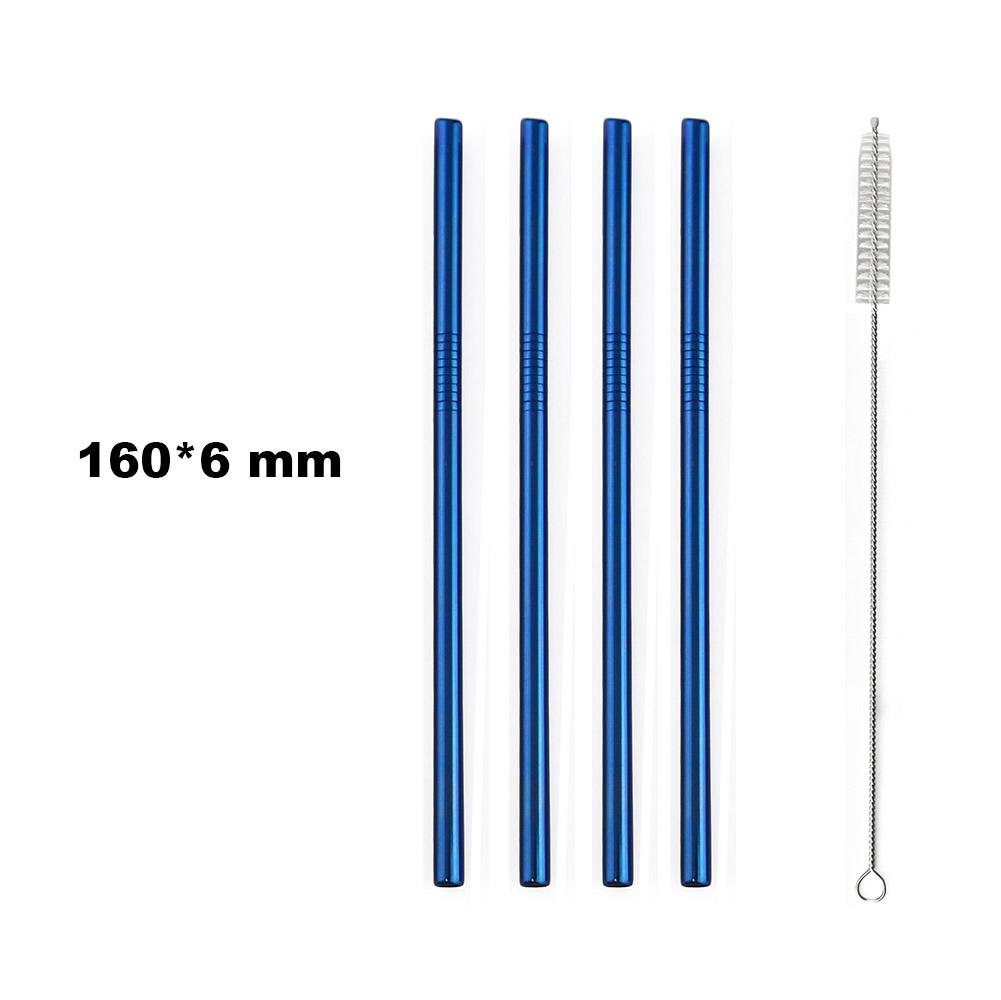 Fruit Juice Straws Mini 160mm Short Rainbow Stainless Steel Metal Straws Straight Bend Reusable Drinking Small 4Straw 1prush