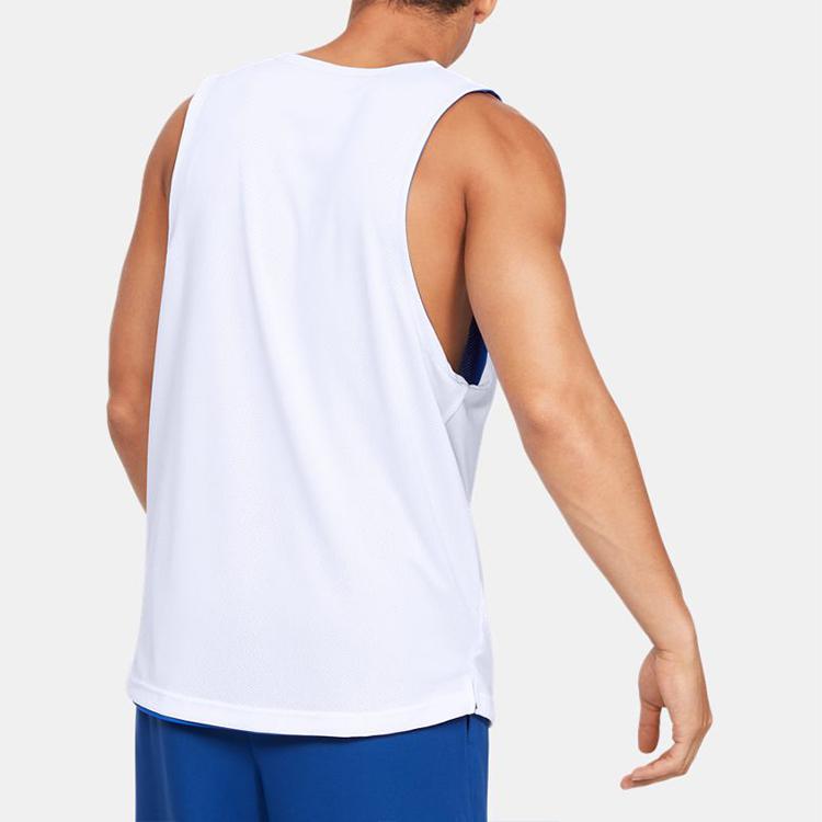 Under Armour UA Baseline Basketball Regular Loose Breathable Tank Top Men Tops Navy-Blue 1351288-486