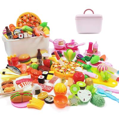 Jecimco Spielhaus-Küchenset, Lernspielzeug, DIY, Sushi, Meeresfrüchte, Gemüse, Obst, Hamburger, Herd, Kochutensilien zum Spielen, Spielküchenspielzeug, Geschenk