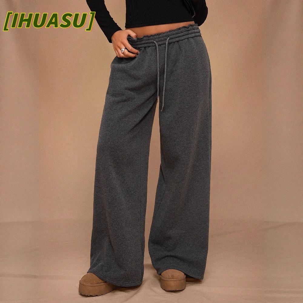 IHUASU Women's Fashion Casual Solid Color Print Pants & Capris