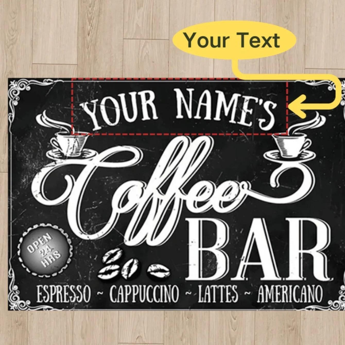Rustic Metal Sign Custom Name Text Aluminum Wall Art Coffee Bar Hanging Decor белый
