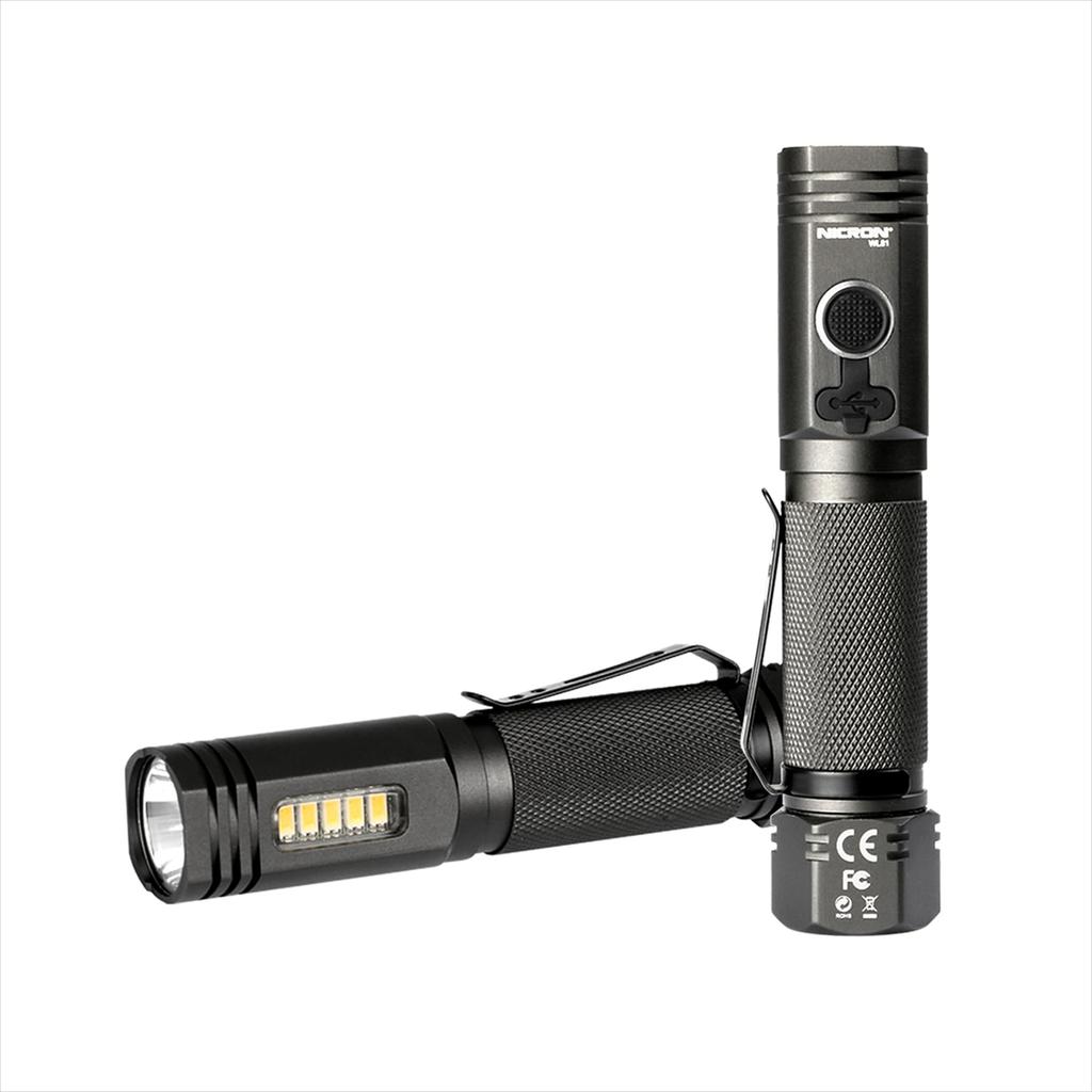 Nicron LED Handheld Magnetic 5 Brightness for Outdoor and Inspection Light, Slim, Clip, Compact, Rechargeable, Type-C, Waterproof, Spotlight, Levels,