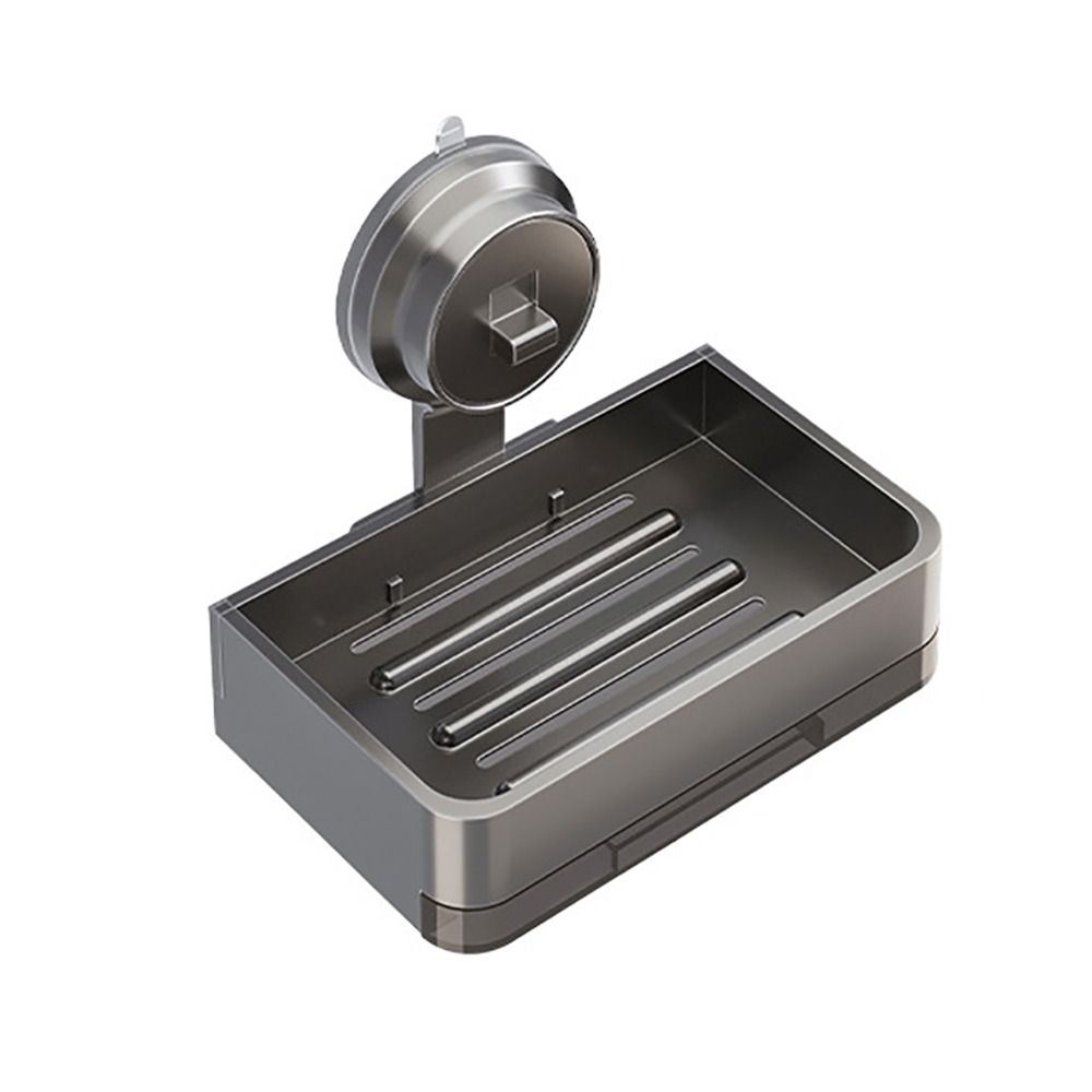 Stable Aluminum Suction Cup Soap Box Wall-mounted Water Receiving Tray Soap Holder Punch-Free Soap Dish Laundry Room