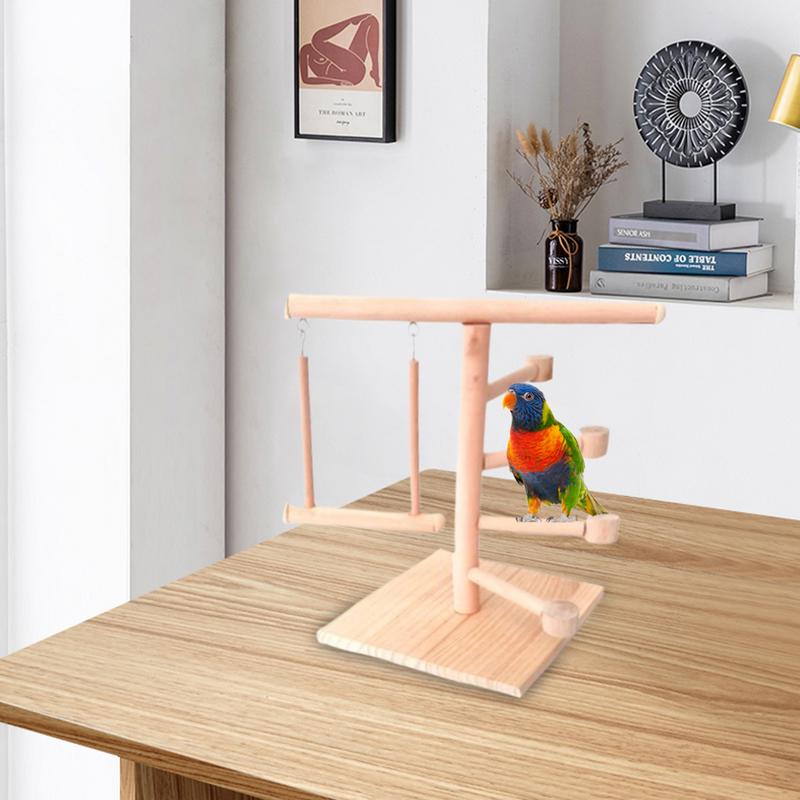 Bird Play Stand Safe Wooden Parrot Stand Cockatiel Toys Multifunctional Natural Bird Perch Cage Accessories For Cockatoos